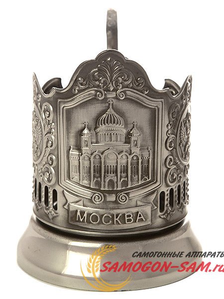 Никелированный подстаканник для чая "Храм Христа Спасителя" Кольчугино фото 1 — Samogon-sam.ru