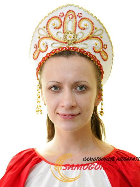 Кокошник "Девичий" белый фото 1 — Samogon-sam.ru