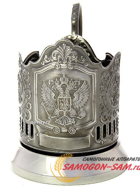 Никелированный подстаканник "Герб" Кольчугино фото 1 — Samogon-sam.ru