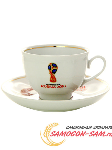 Чашка с блюдцем форма "Гранатовый" рисунок "Тройка с мячом" Дулево, FIFA 2018 фото 1 — Samogon-sam.ru