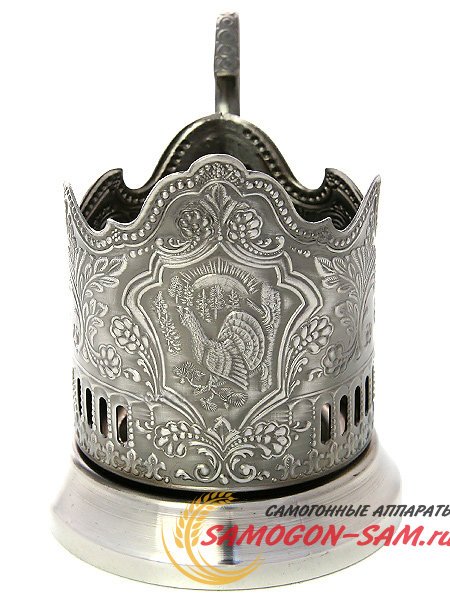 Никелированный Кольчугинский подстаканник "Глухарь" фото 1 — Samogon-sam.ru